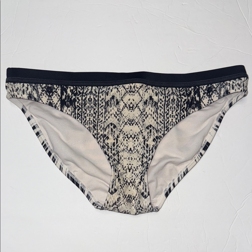 Athleta Black and Cream Bikini Bottom small bottom only thing waistband
